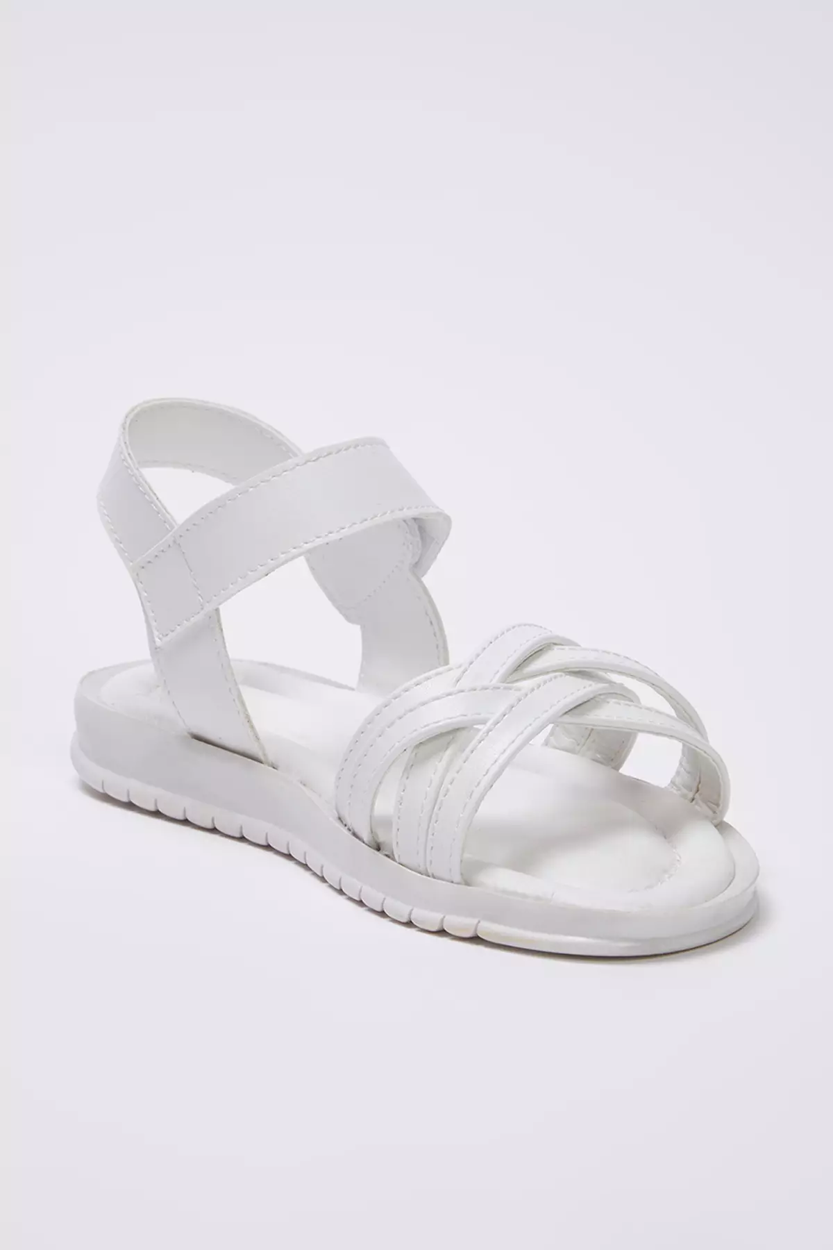 White Velcro Strap Big/Little Girls Kids Sandals Takss25Sd00040