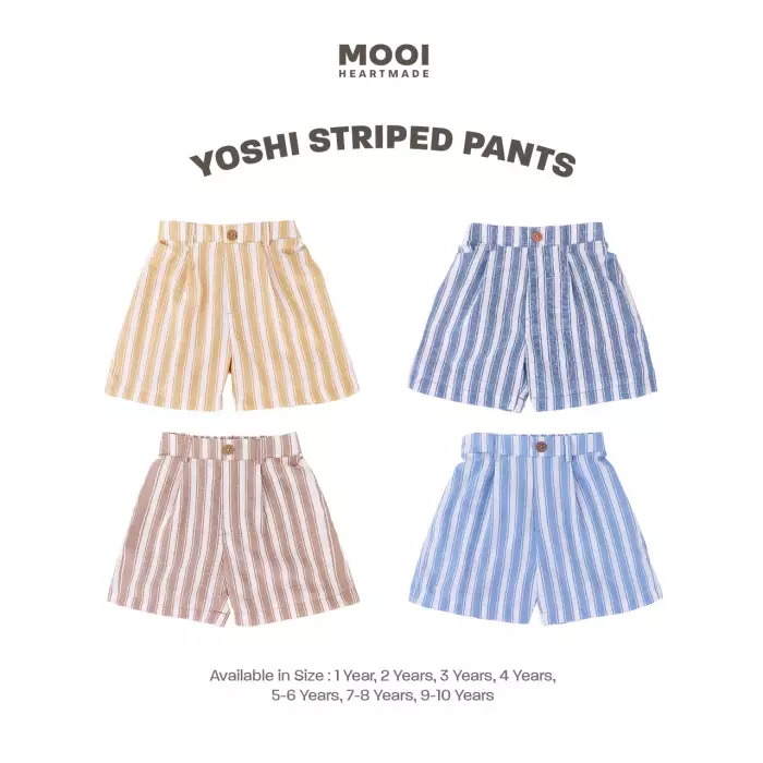 Mooi Celana Pendek Anak Laki-laki Yoshi Striped Pants - Mocca