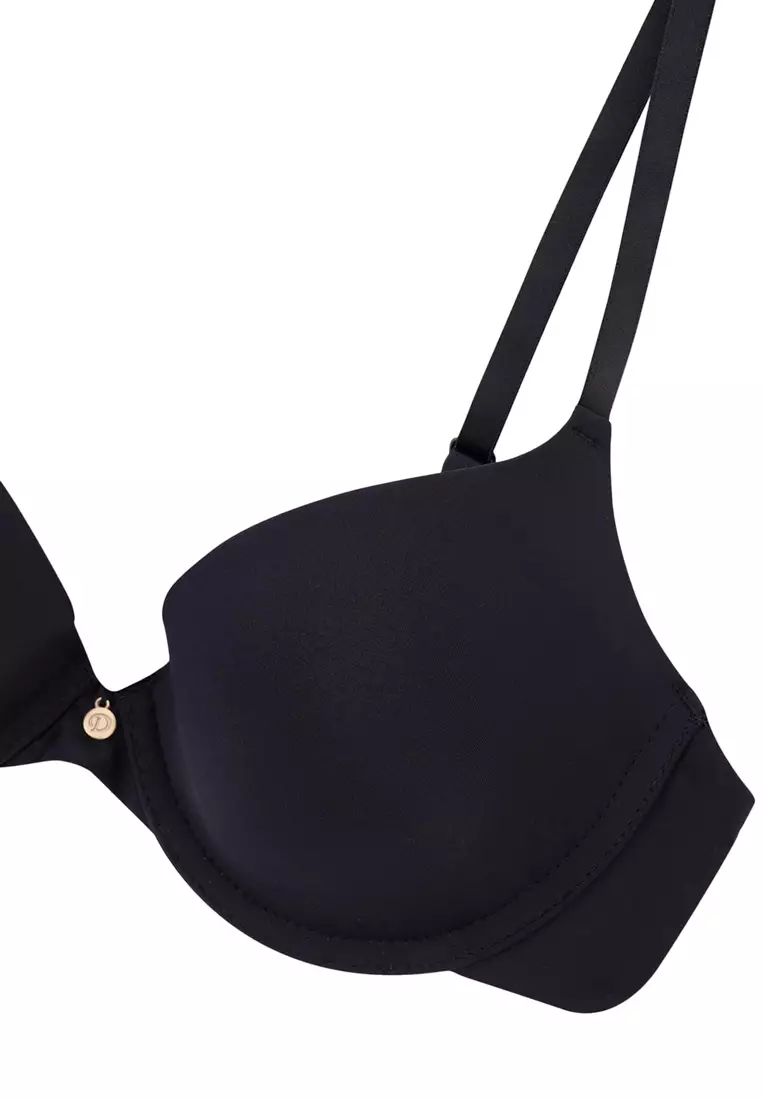 Black Basic T-shirt Bra, Full-Cup, Underwire, Underwear for Women