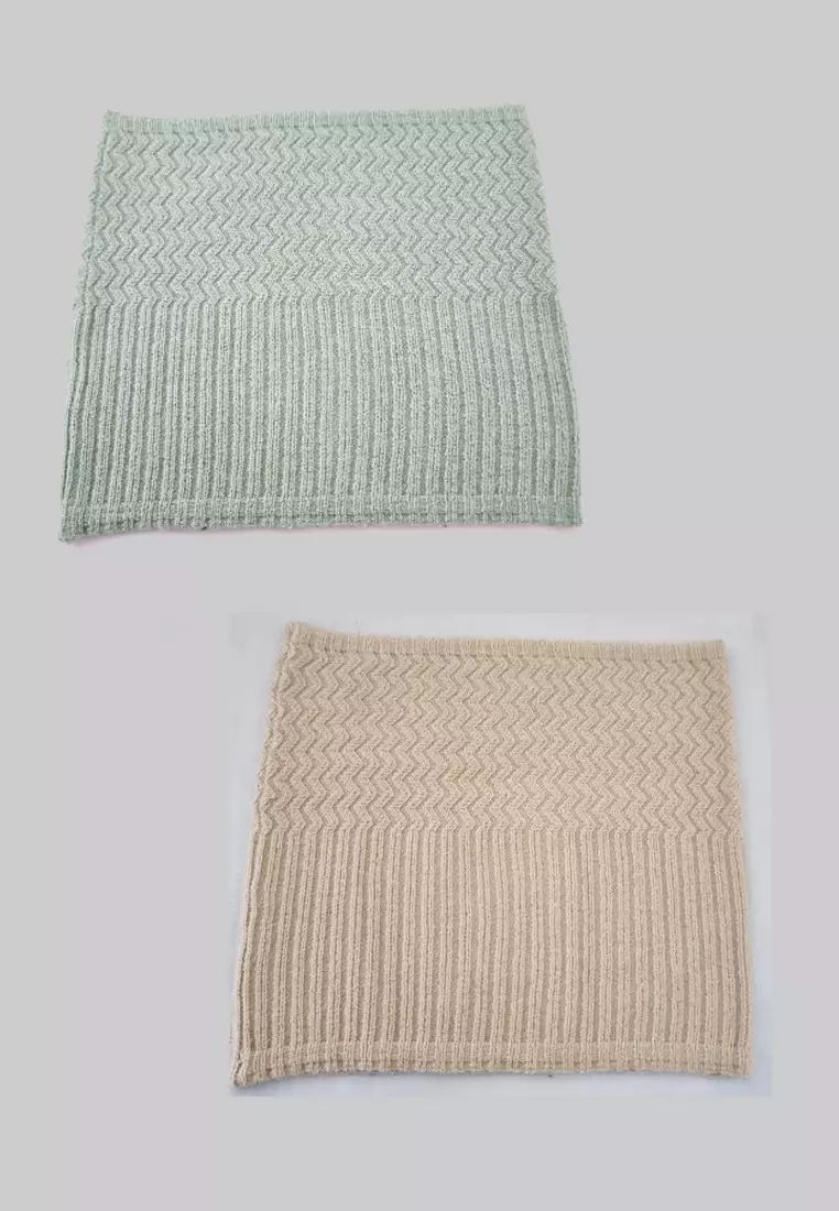 2 in 1 Inner Hijab Bando Rajut Beige & Mint