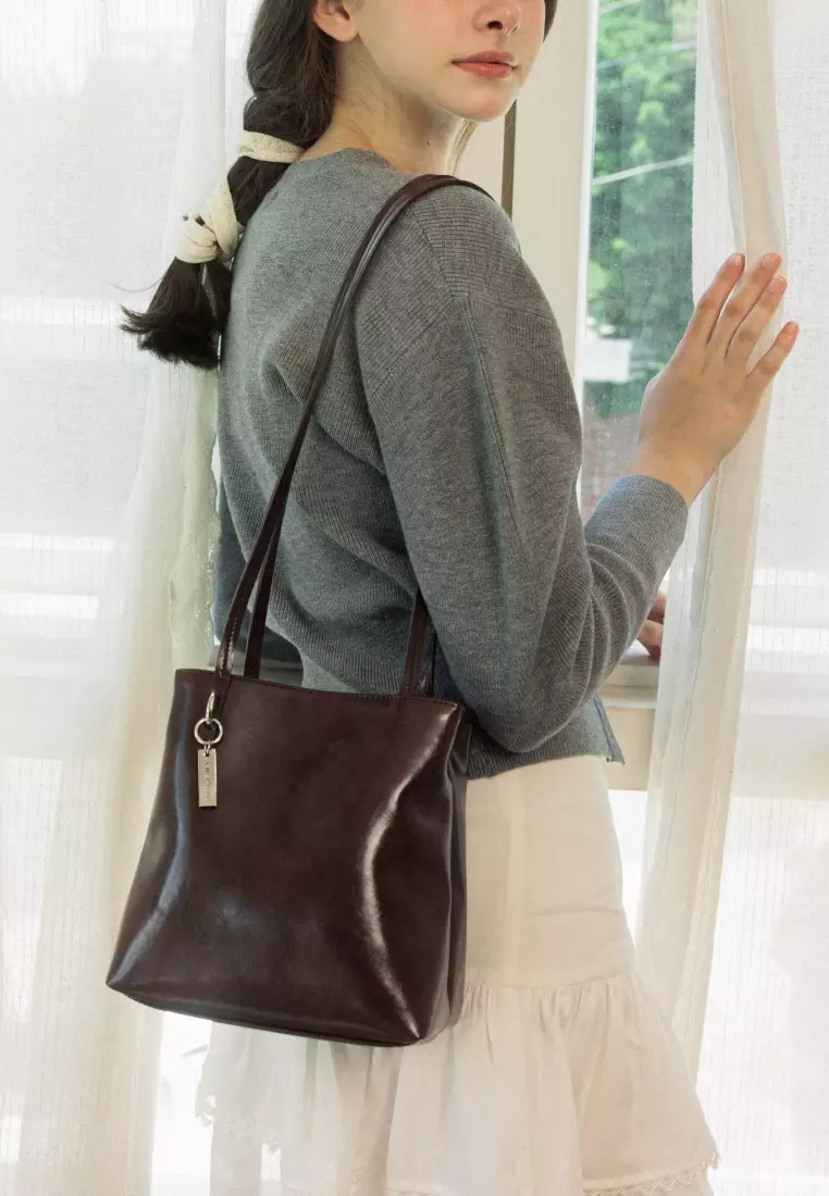 LOME Vegan Leather Shoulder Bag Brown
