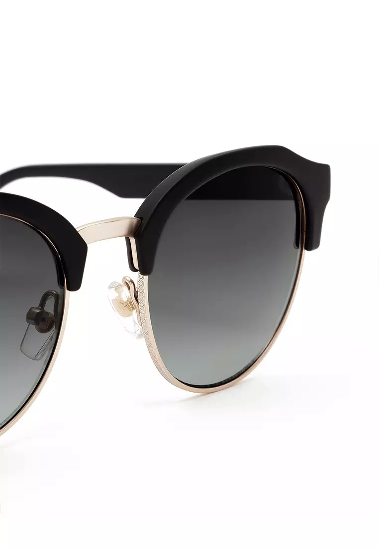 HAWKERS Rubber Black Gradient CLASSIC ROUNDED Sunglasses for Men and Women, Unisex. Official Product Designed in Spain