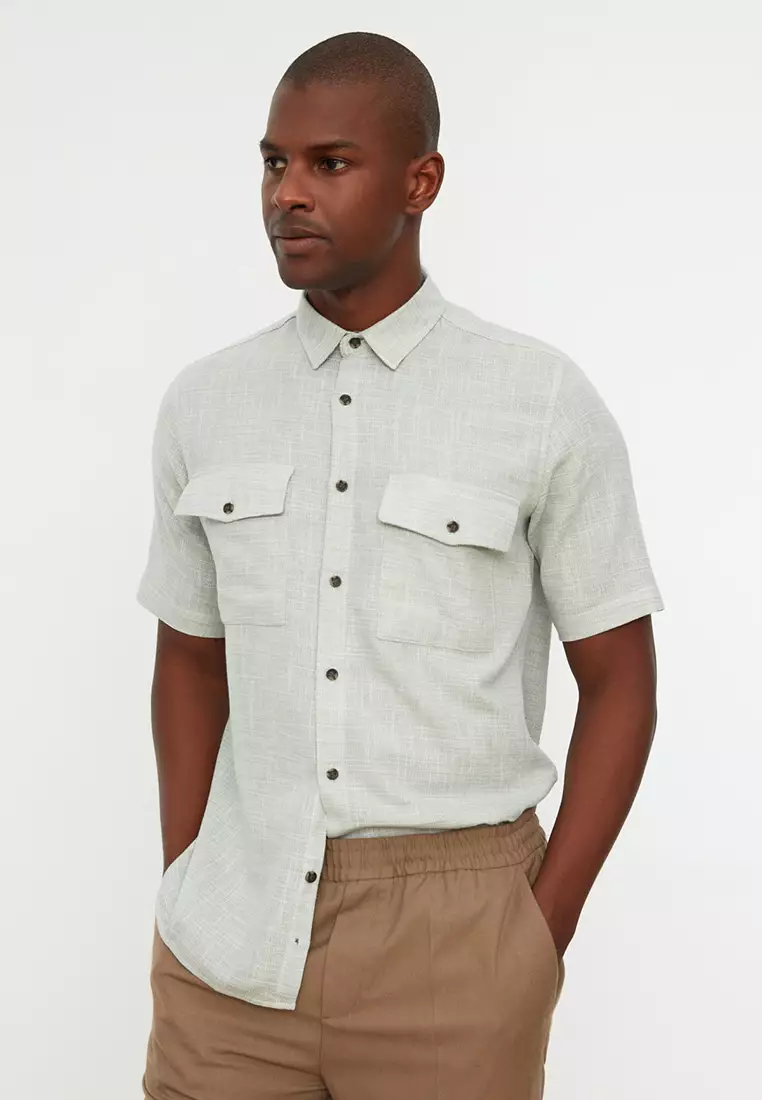 Mens casual short deals sleeve button down