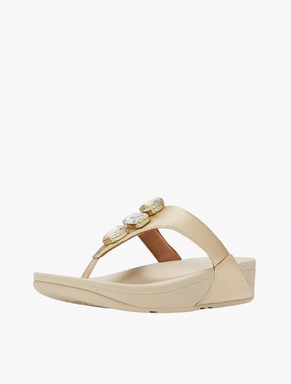 Fitflop Lulu Ultra-Jewel Metallic Toe-Post Women's Sandals - Platino