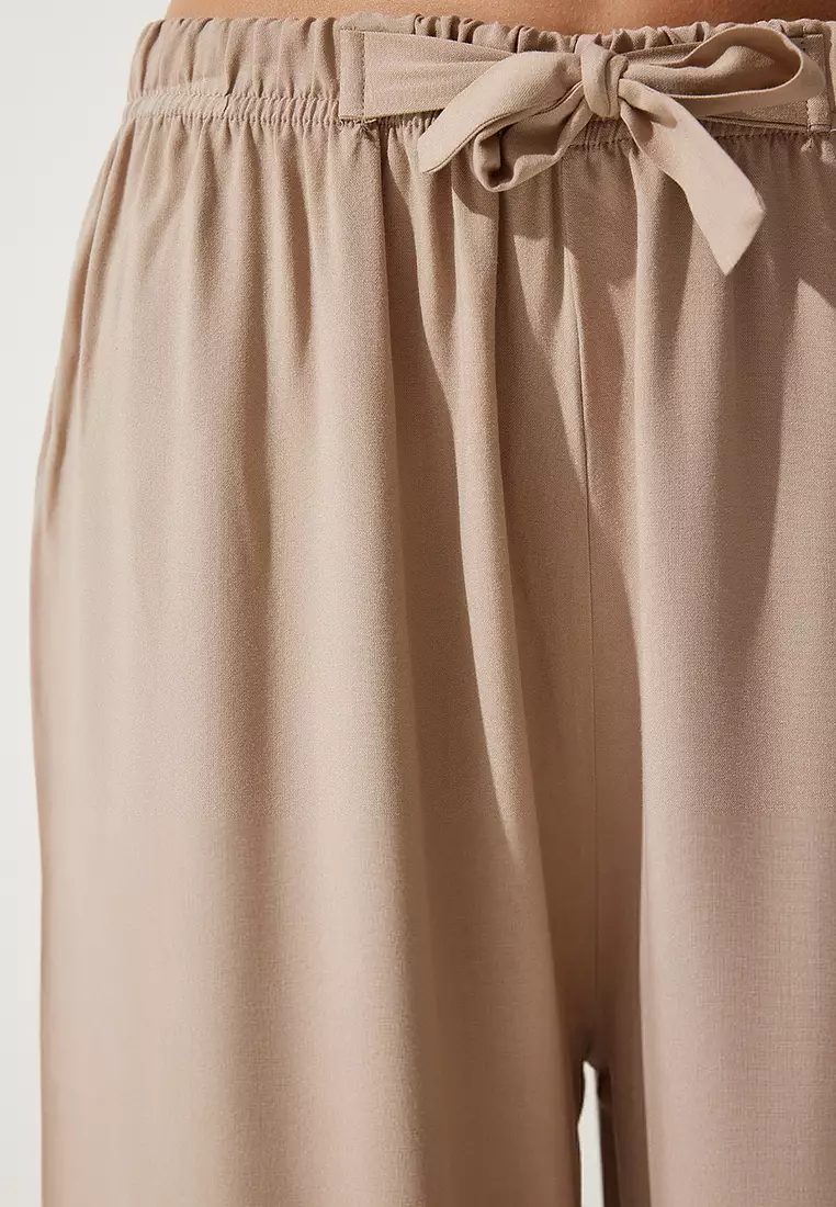 Cotton Elastic Wide Leg Pants