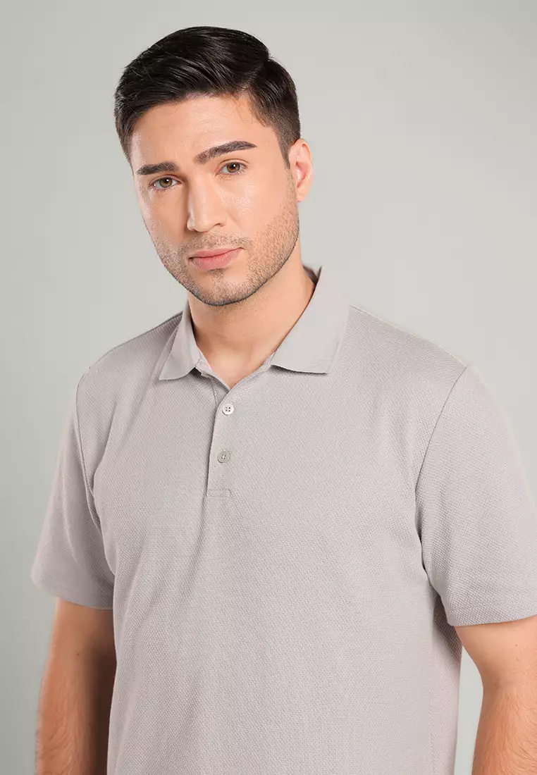 MOC - Kaos Polo Pria Lengan Pendek Aziel - Light Grey