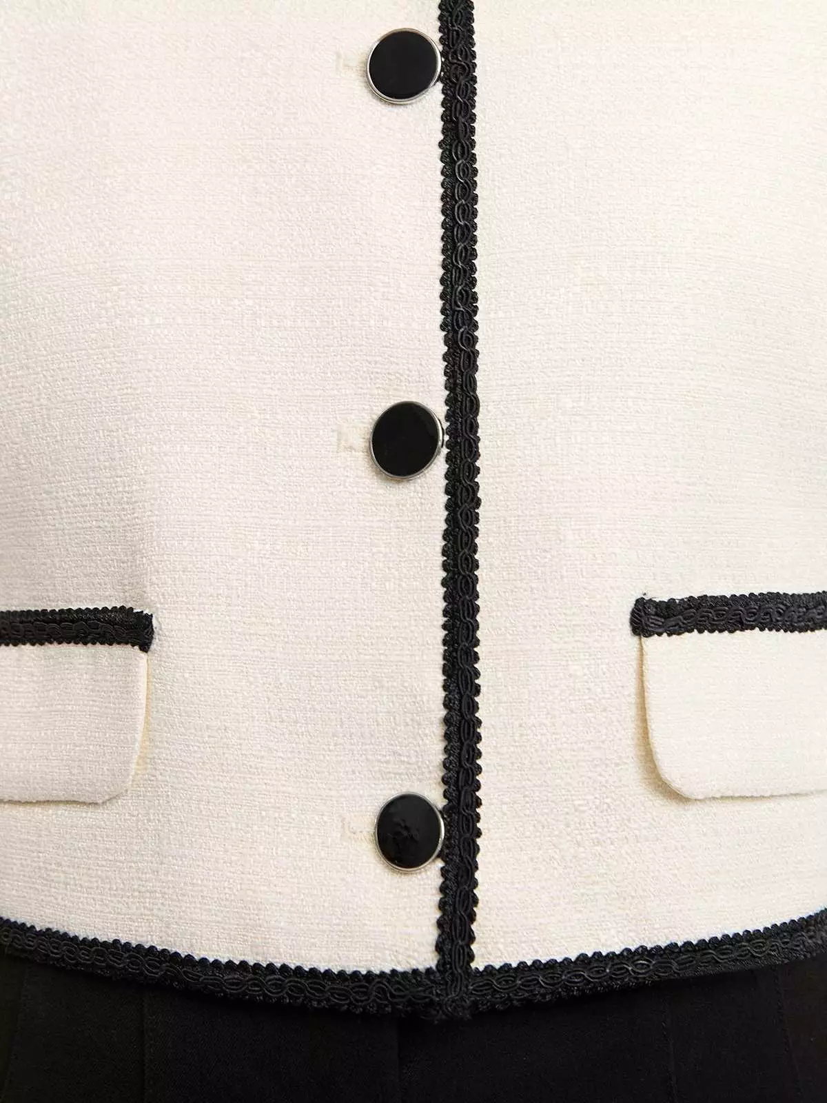 Contrast Trim Jacket - Ivory