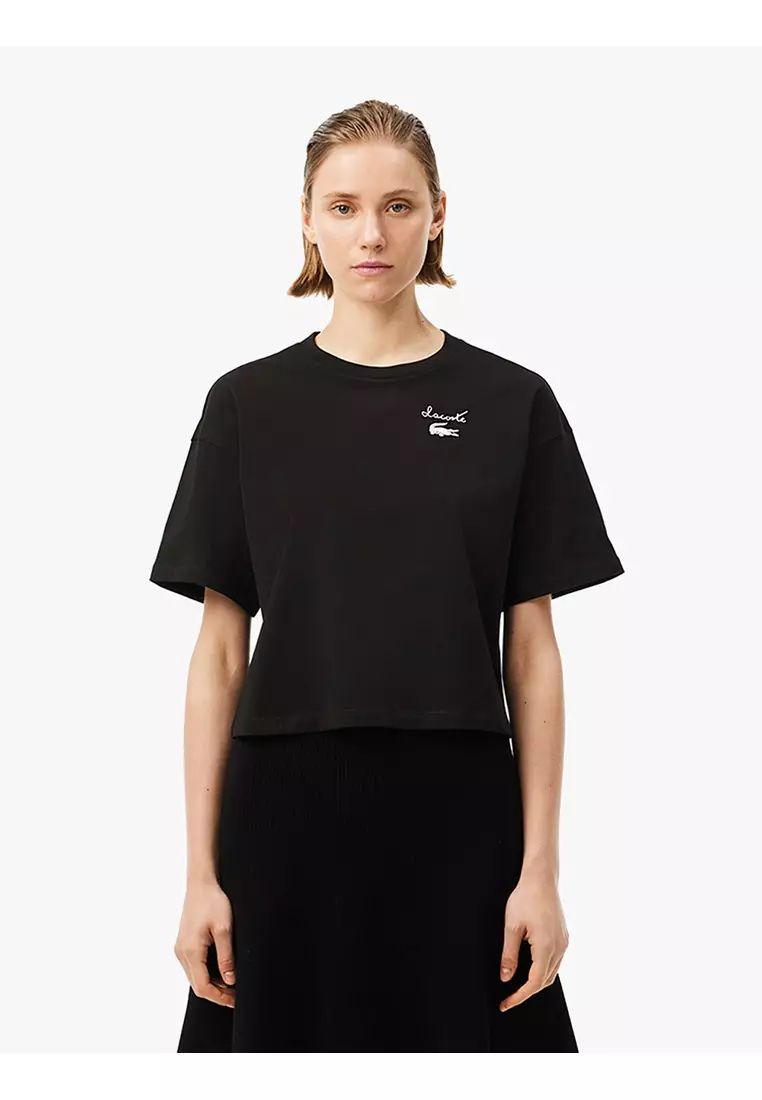 Jual Lacoste Logo Jersey T-shirt Black Original 2025 ZALORA