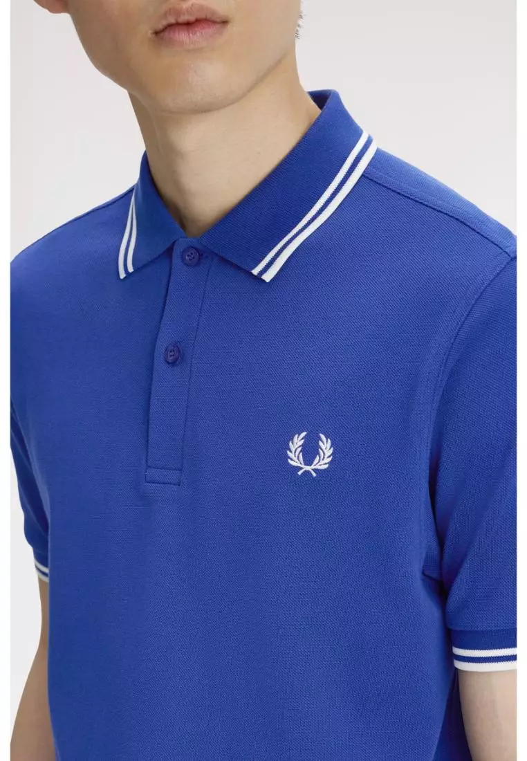 Fred Perry M3600 Twin Tipped Fred Perry Shirt (Soho Eclipse / Snow White)
