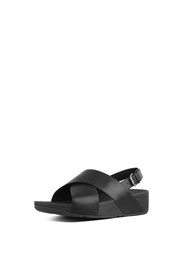 LULU Women's Leather Cross Back-Strap Sandals - Black (K03-001)