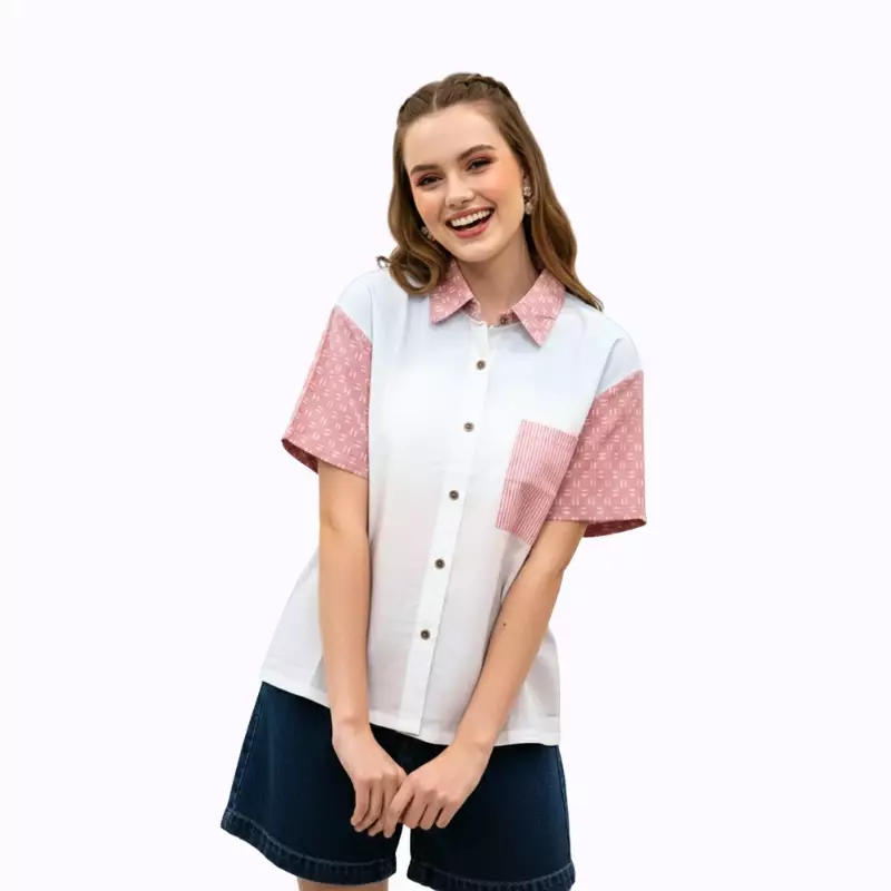 Blouse Batik Wanita - Bhatara Batik Azara - Atasan Batik Modern Lengan Pendek