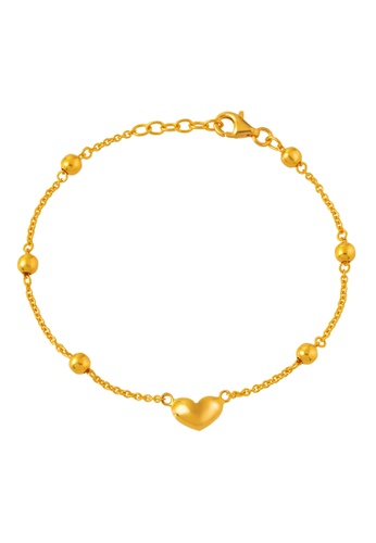 TOMEI TOMEI Bead and Love Charm Bracelet, Yellow Gold 916 (BB2953-1C) (4.68g) EEF53AC90E95D6GS_1