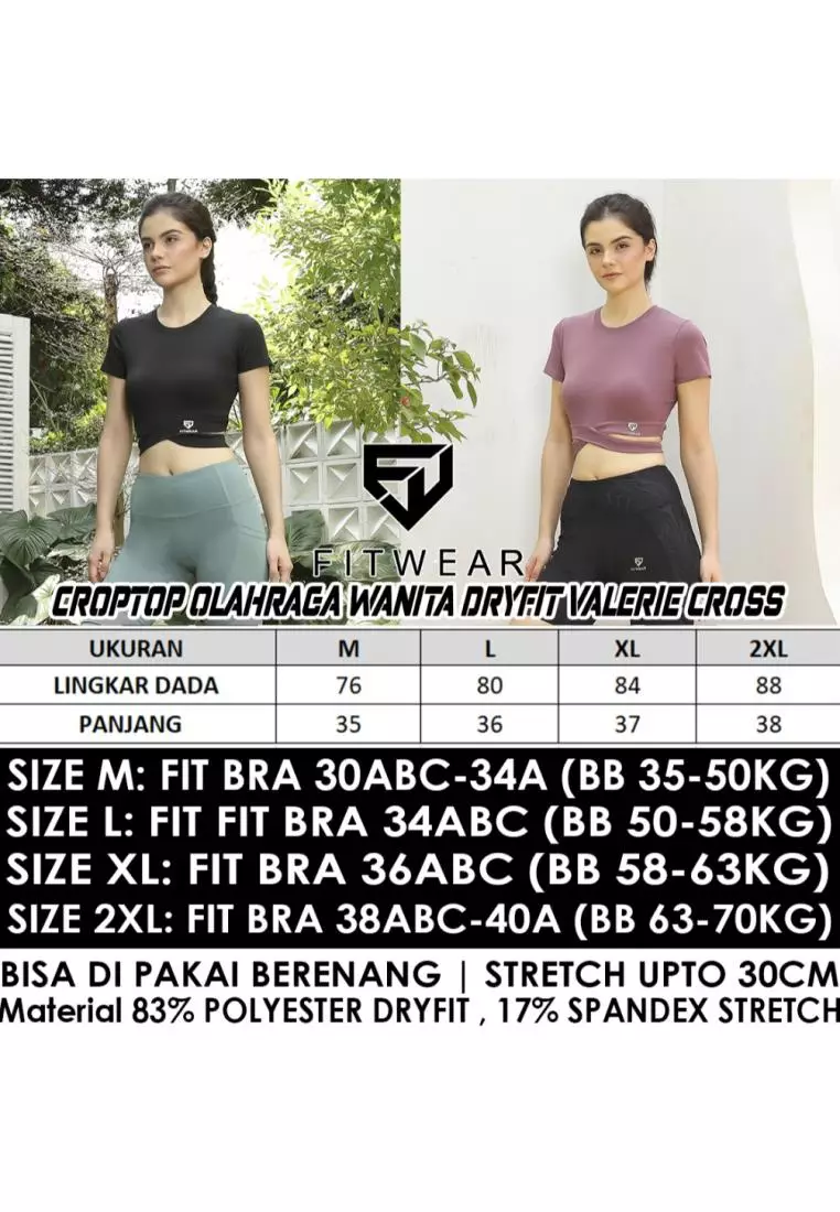 Fitwear - Croptop Wanita Dryfit VALERIE ROUNDCROSS JUMBO SHORT SLEEVE - DUSTY PURPLE