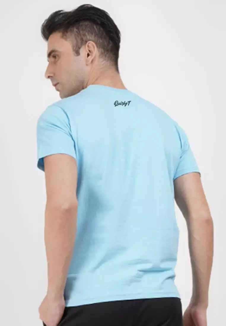 Baseball Graphic Aqua Blue  Cotton Short Sleeve Essential/Workout T-Shirt