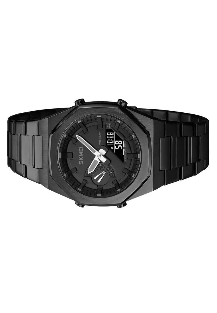 Jam Tangan Elektronik Luminous LED Light World Time Waterproof - 1816 - Black