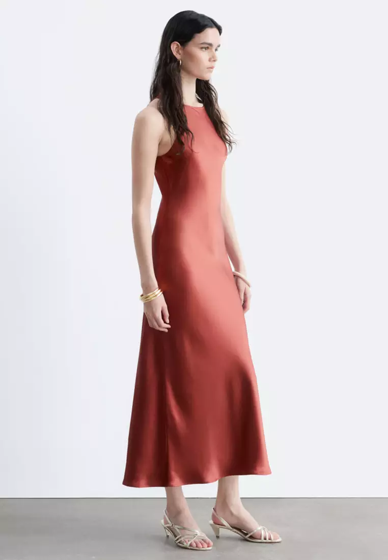 Sleeveless Satin Midi Dress
