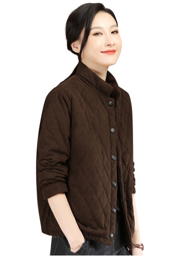 A-IN GIRLS brown Simple Warm Stand Collar Cotton Jacket 3A781AAE9E8B23GS_1