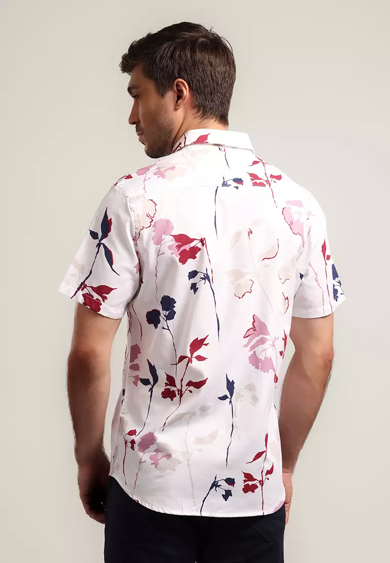 MOC - Kemeja Motif Pria Lengan Pendek Alfie - White