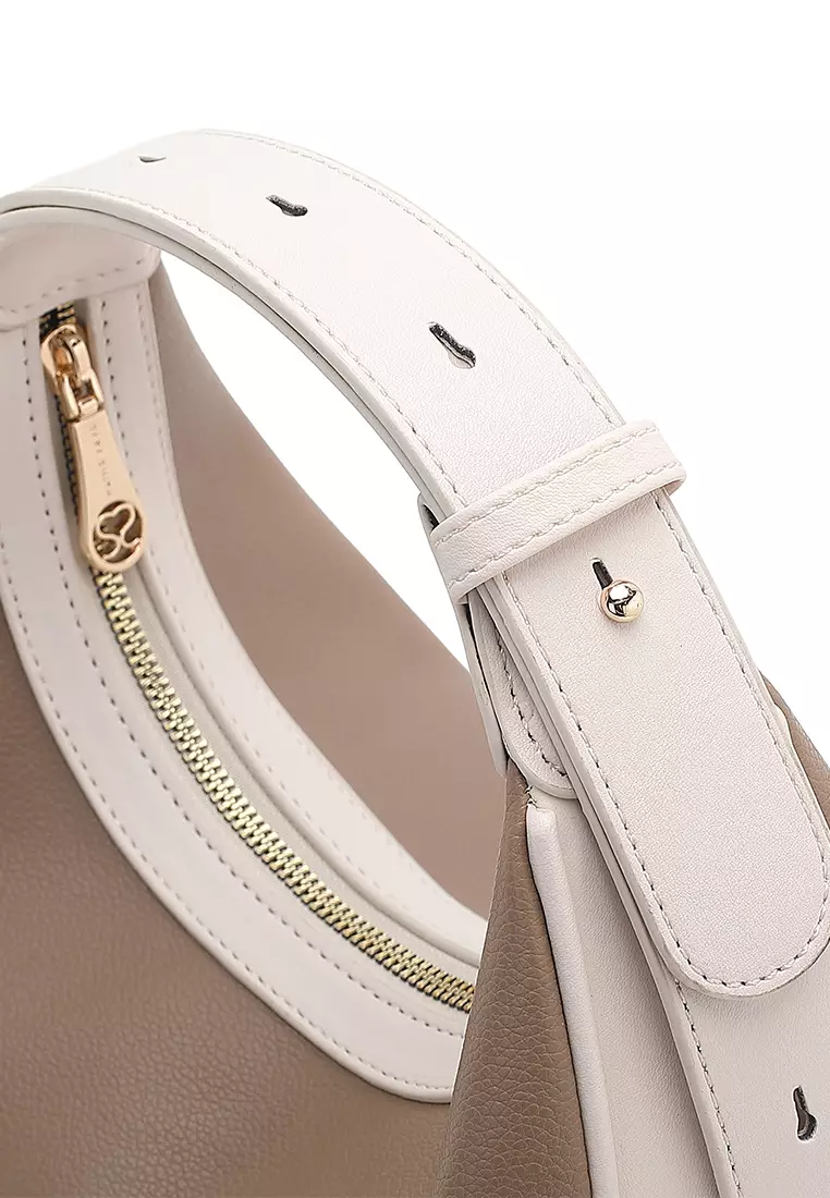 Women's Shoulder Bag / Sling Bag / Crossbody Bag - Taupe / White
