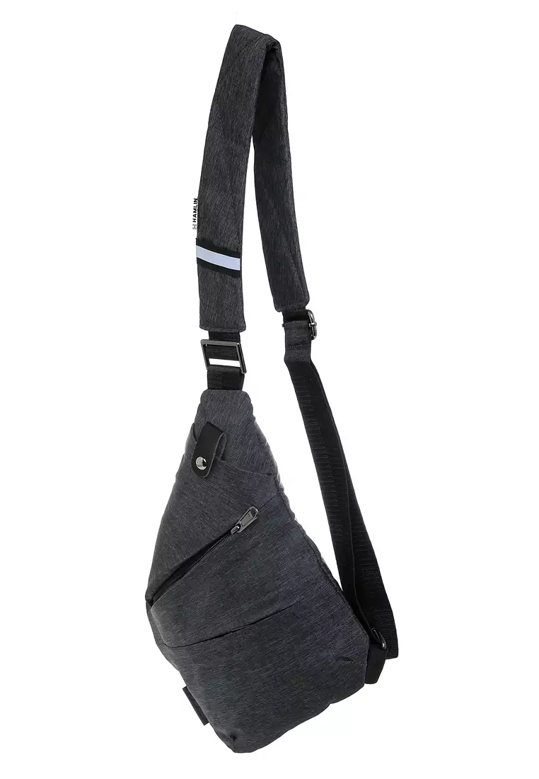 Roger Tas Selempang Crossbody Bag Pria Multifungsi Multi Compartment Bahu Kiri Material Canvas ORIGINAL - Grey