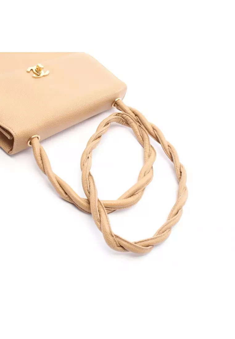 Pre-Loved Chanel coco mark Twist handle Shoulder bag Caviar skin beige gold hardware