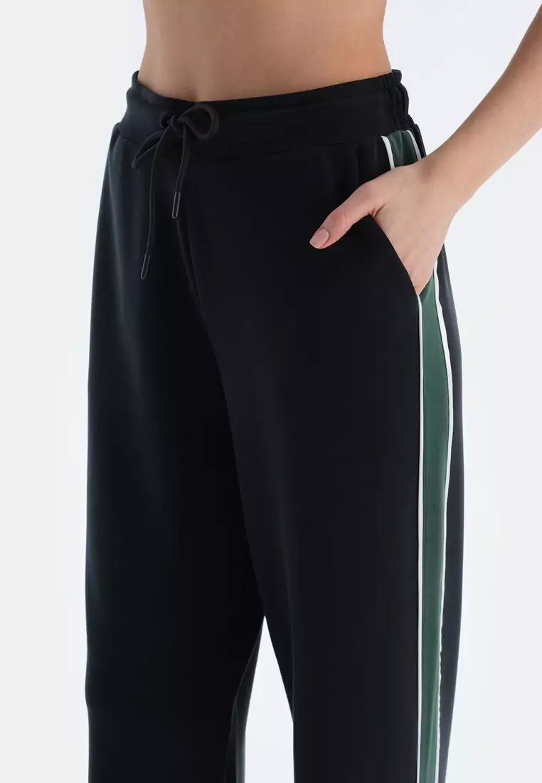 Black Trousers, Regular, Wide Leg, Activewear for Women