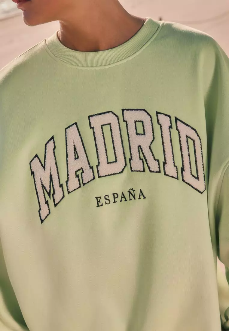 Relaxed Fit Boucle Summer City Graphic Print Sweatshirt