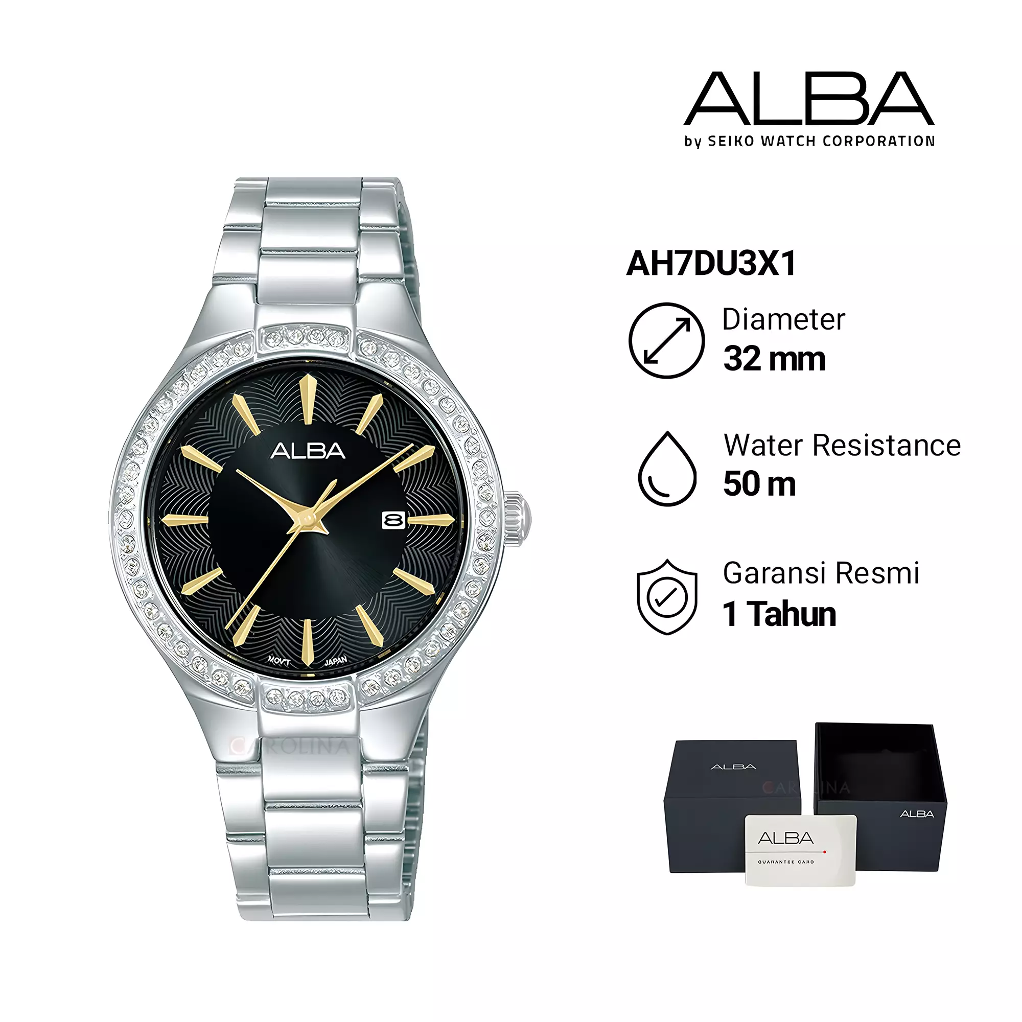 Alba Fashion Series - Women’s Watch - Black Dial - All Silver Stainless Steel - AH7DU3X1