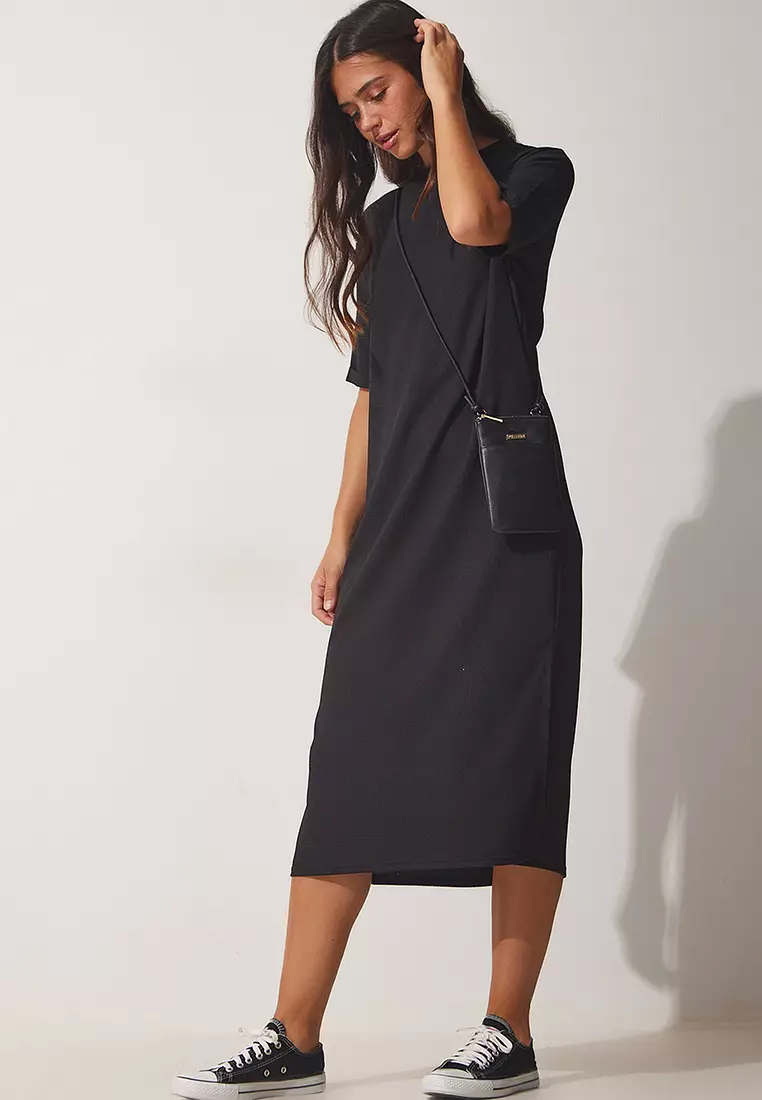 Textured Daily Knitted Midi Dress