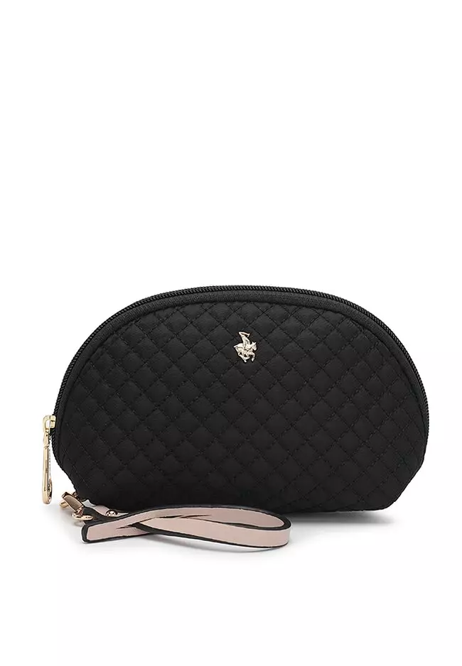 Women's 3 in 1 Quilted Handbag - Tote Bag / Wallet / Pouch  - Black