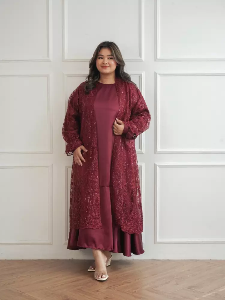xtramiles Ladies outer gailee set with long sleeve inner maroon maroon