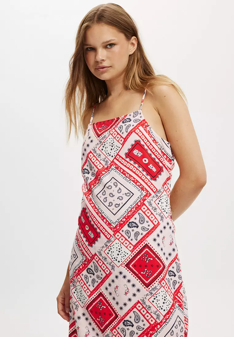 Haven Straight Neck Slip Midi Dress