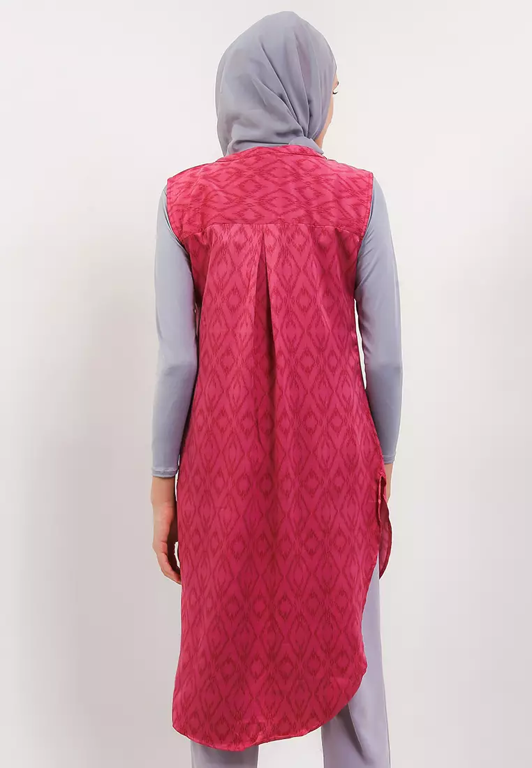 Hera Long Top In Pink Batik Print