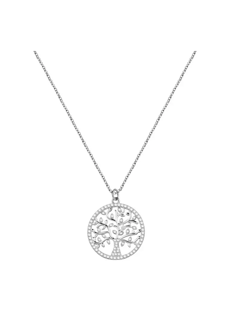 Collana Albero Della Vita In Argento 925 Con Cristallo Blu E Malachite – Per Mamma E Figlia