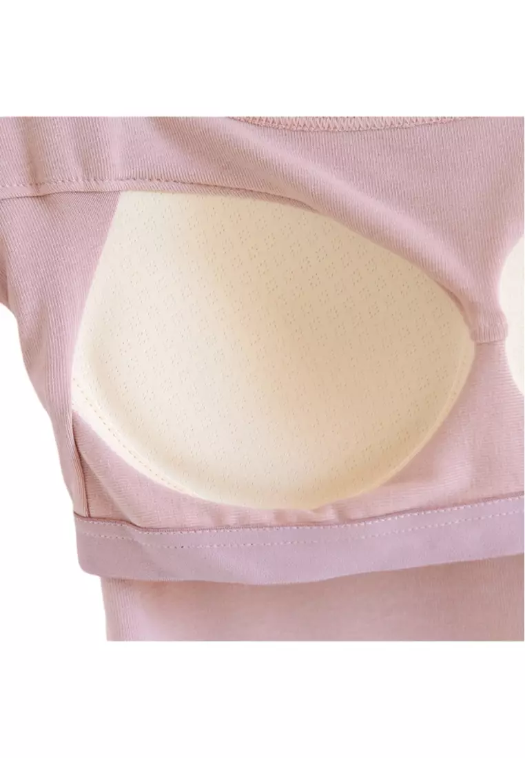 Irregular Hem Short-Sleeved T-Shirt with Chest Pad