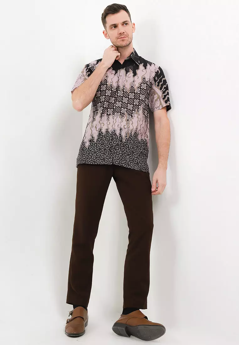 Saroja Kemeja Batik Exclusive Premium Pria Casual Modern Lengan Pendek