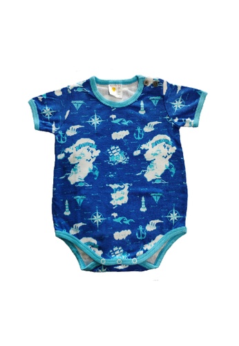 Curiosity Fashion blue Curiosity My Curious Baby Newborn Romper Set for 0-24 Months (Ocean Map) 32C45KAE71EA50GS_1