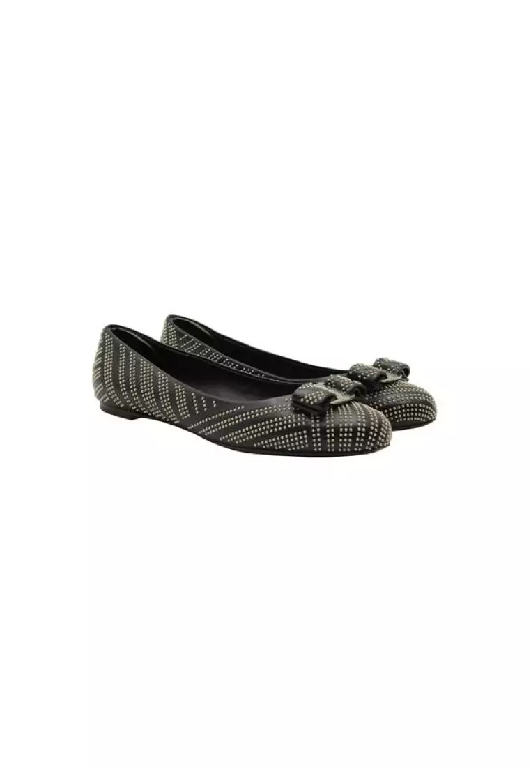 Black flats cheap with silver studs
