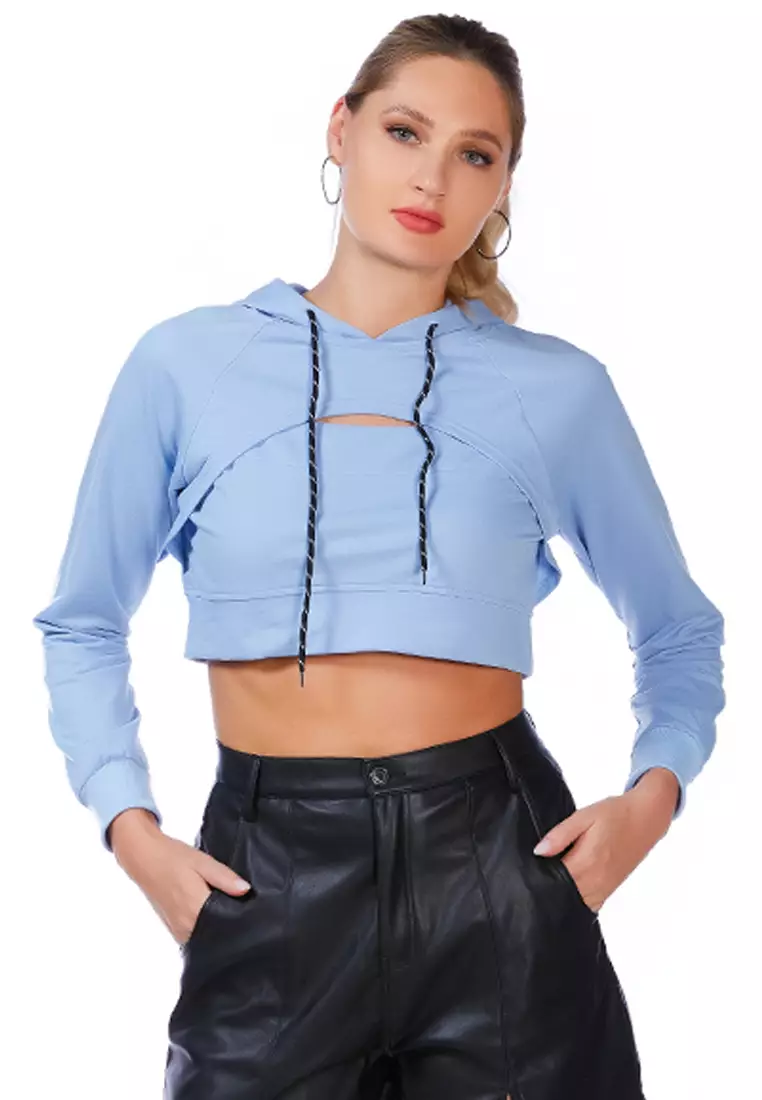 Blue crop top clearance hoodie