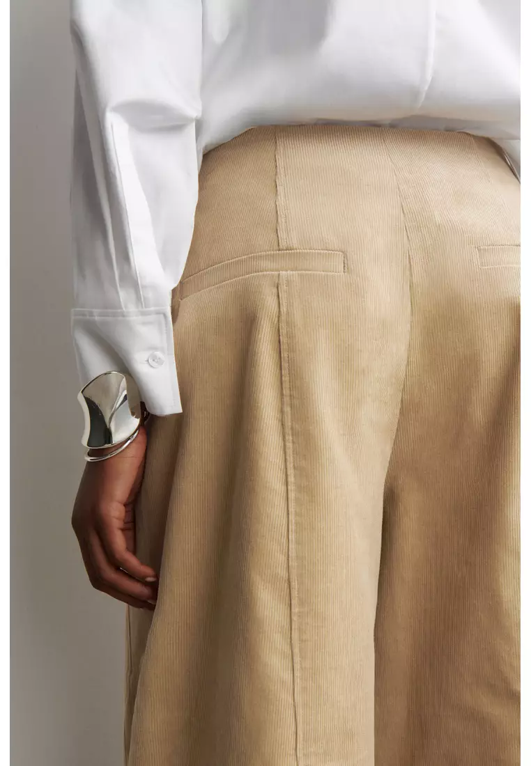CORDUROY BARREL-LEG TROUSERS