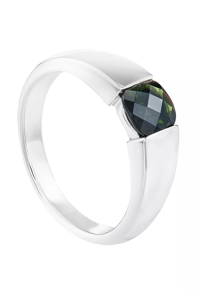 HABIB Agnes Tourmaline Silver Palladium Men's Ring A0510(PLD)-TURM