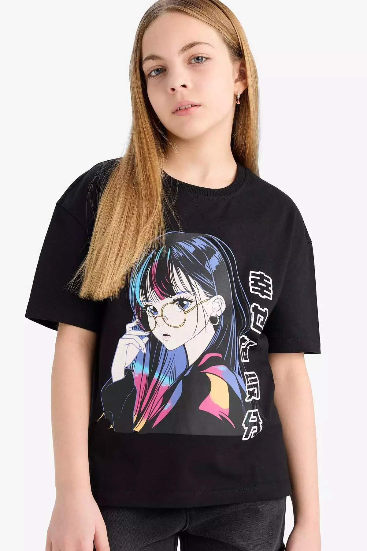 Girls Relax Fit Crew Neck Printed Short Sleeve T-Shirt E0389A825Sm