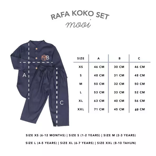Mooi Rafa Koko Set Setelan Koko Anak Baju Koko Anak - Dusty Blue