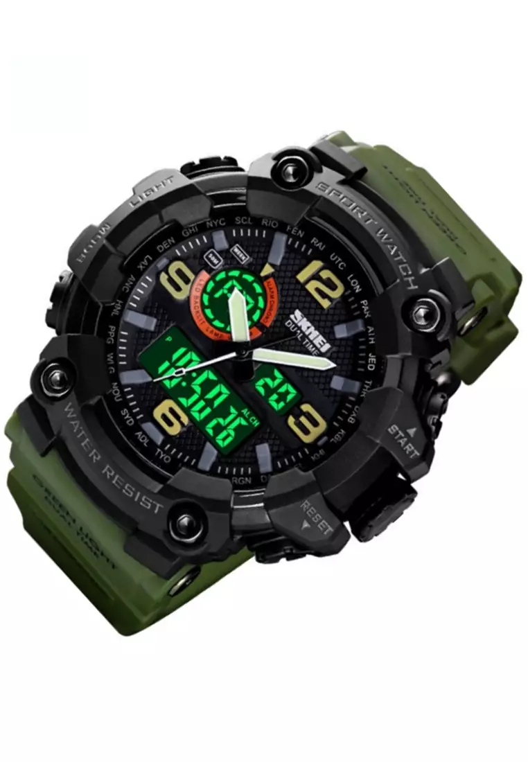 Jam Tangan Casual Digital Analog 3 Time Pria Water Resistant 50m Strap Tali Material Rubber KA13 ORIGINAL