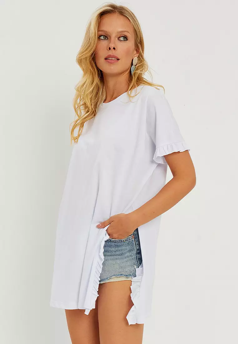 Ruffle Longline T-Shirt