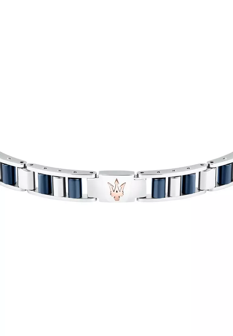 MASERATI Jewels 215mm Men's Stainless Steel, Ceramic Bracelet, Ceramic Blue, JM225ATZ55 (Adjustable)