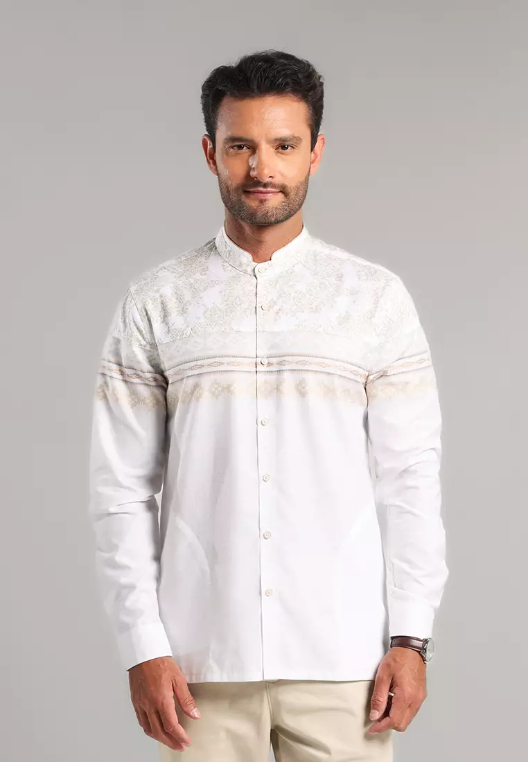 MOC x Habib Jafar Kemeja Koko Lengan Panjang Pria Habil - White