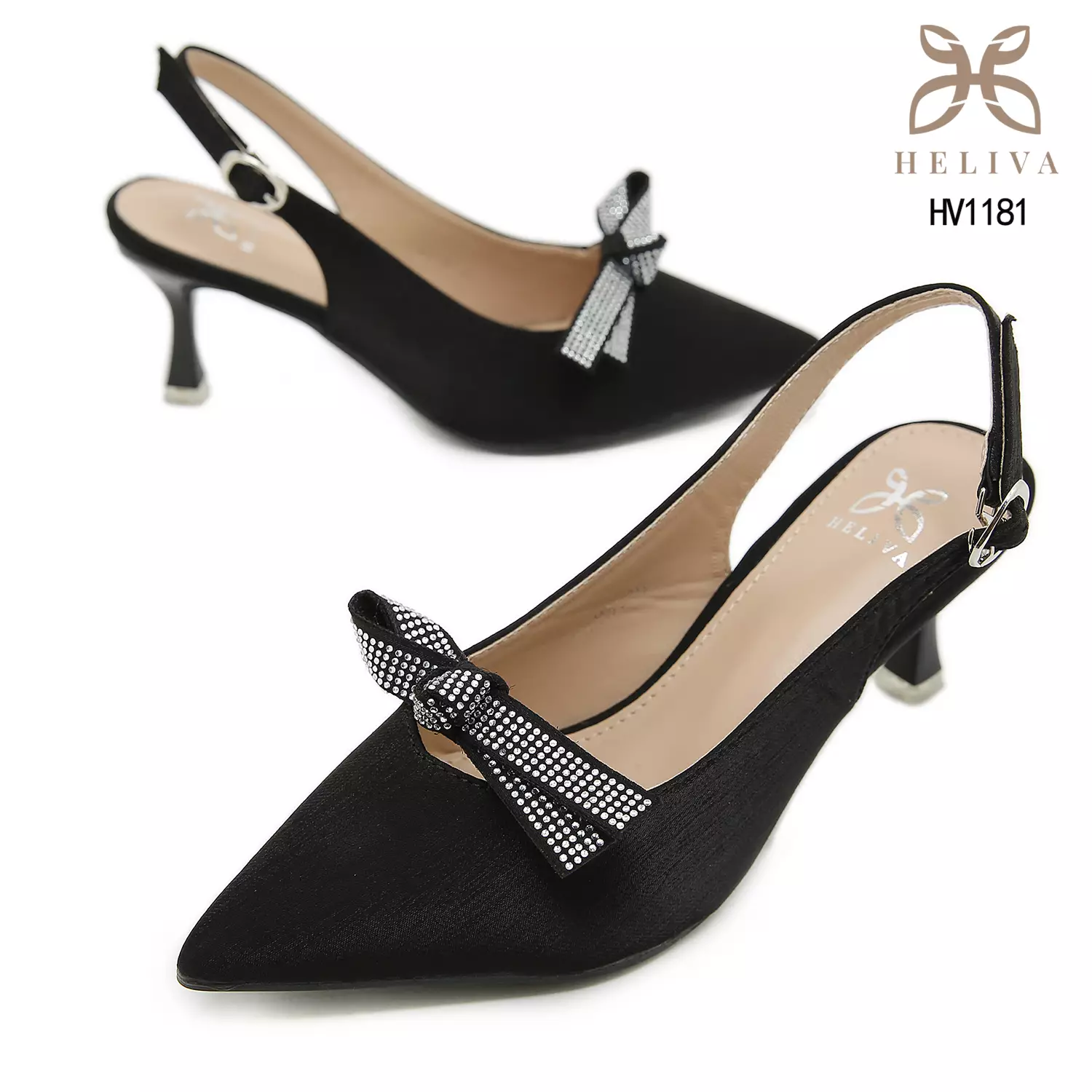 Heliva Vienna High Heels Shimmer Sling Back Bow Accessories Sol 6.5cm HV1181