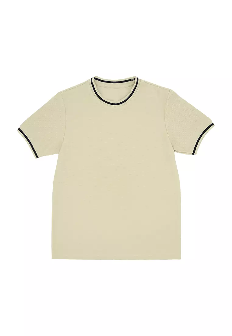 Men's Basic Rib Neck & Cuff T-Shirt - Beige