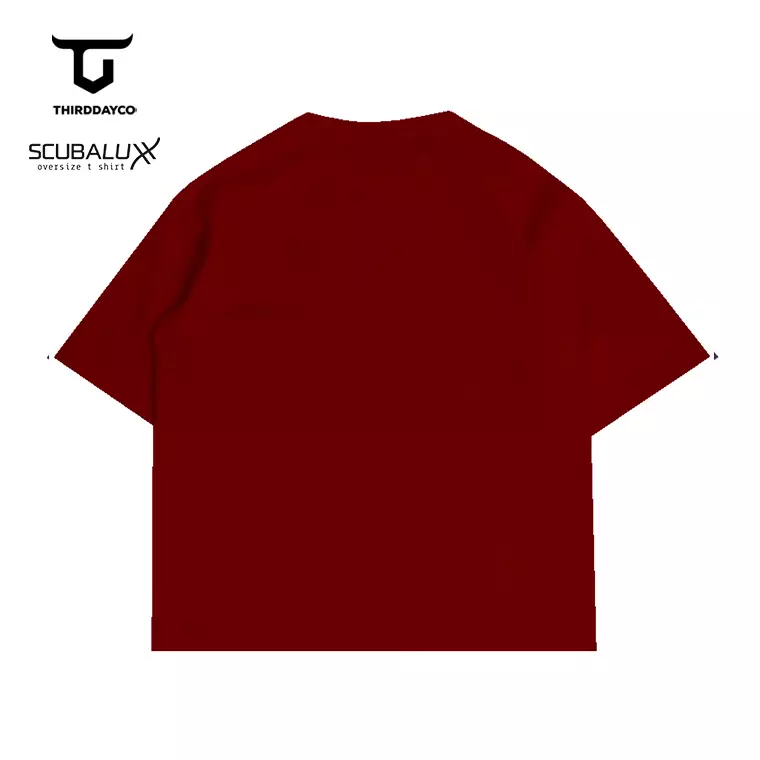THIRDDAY Kaos Oversize Unisex Bahan Scuba  "katakana pixver" maroon MTY13